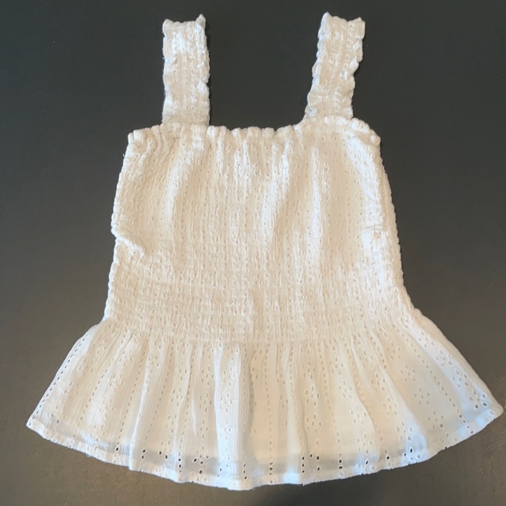 Hollister White Eyelet Smocked Tank Top